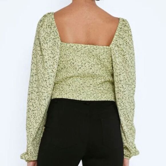 NWT Noisy May XL Briar Ruched Balloon Sleeve Green and Purple Floral Top - Picture 3 of 12